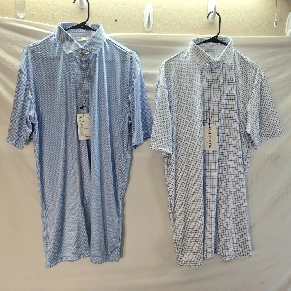 Lot of 2 Collars and Co Men's XL Tall Polo Dress Shirts New
